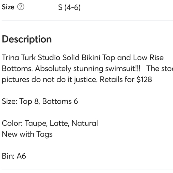 NWT Trina Turk Taupe Jewel Bikini med 6/8 - Picture 8 of 9